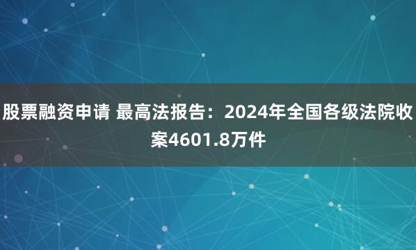 股票融资申请 最高法报告：2024年全国各级法院收案4601.8万件